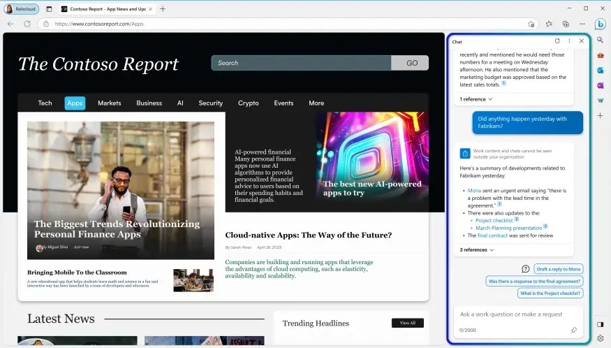 365 Copilot integration with Bing