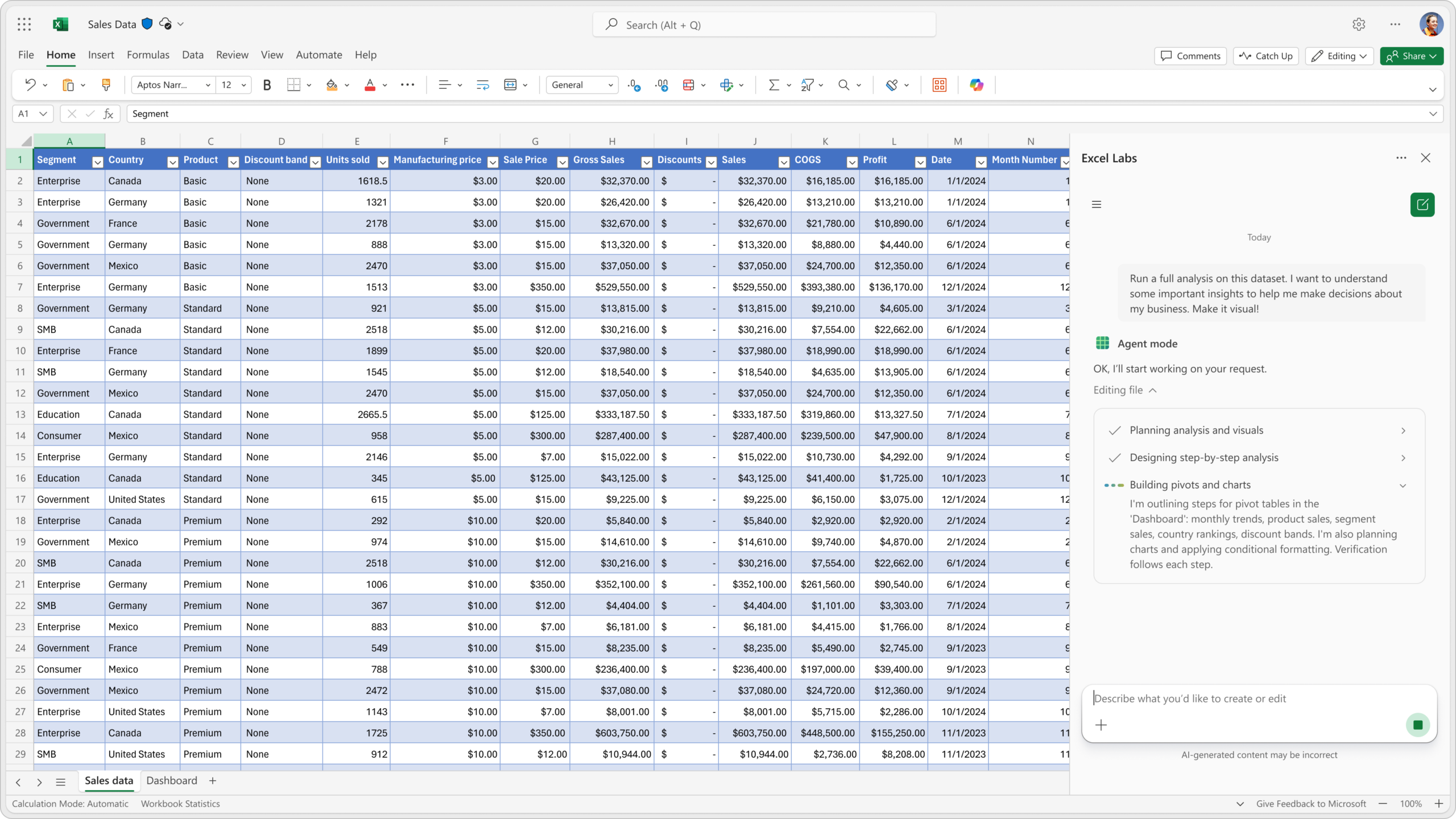 AI agent in Excel