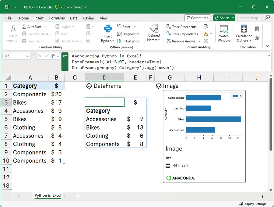 Seamlessly aggregate and visualize your data with Python in Excel.