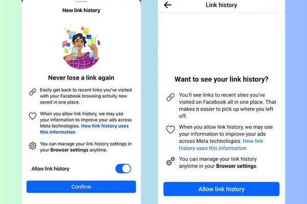 Facebook Link History