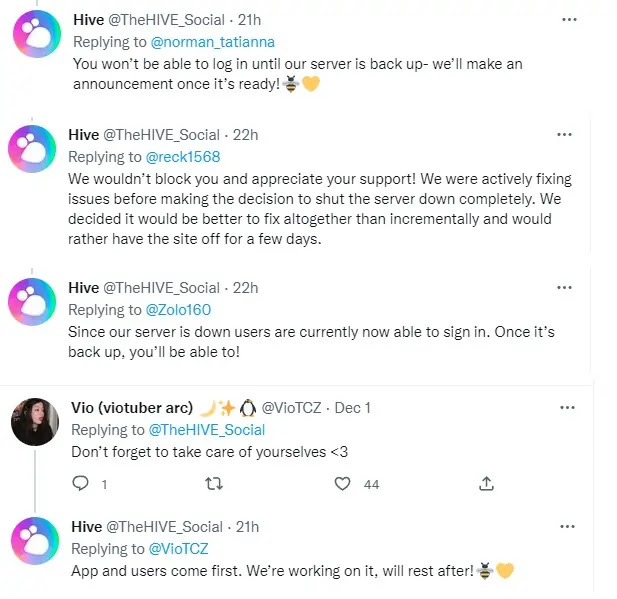 Hive team reply