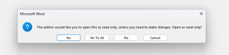 Read Only Prompt of MS Word