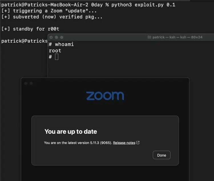 Root access on Mac via Zoom Root access on Mac via Zoom