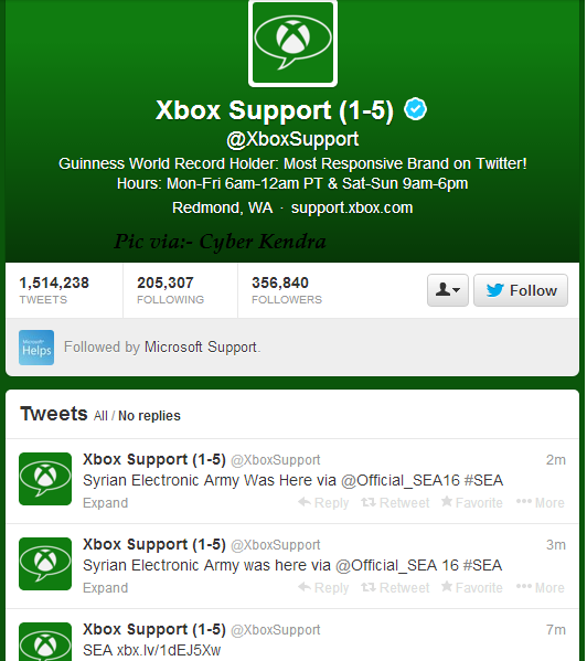 Syrian Electronic Army hacked Microsoft, Twitter hacked by Syrian Electronic Army , hackers hacked xbox twitter accounts, Xbox twitter accounts hacked by Syrian Electronic Army