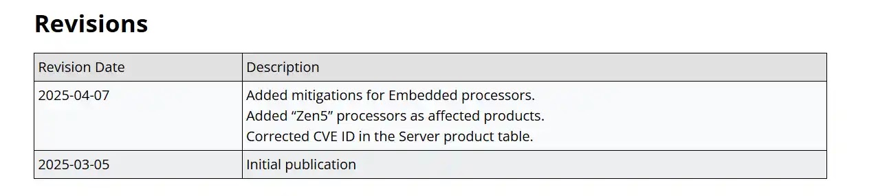 AMD advisory update