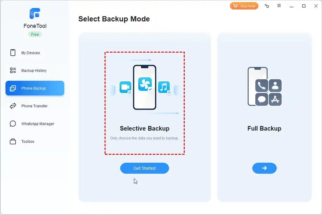 Select Backup types