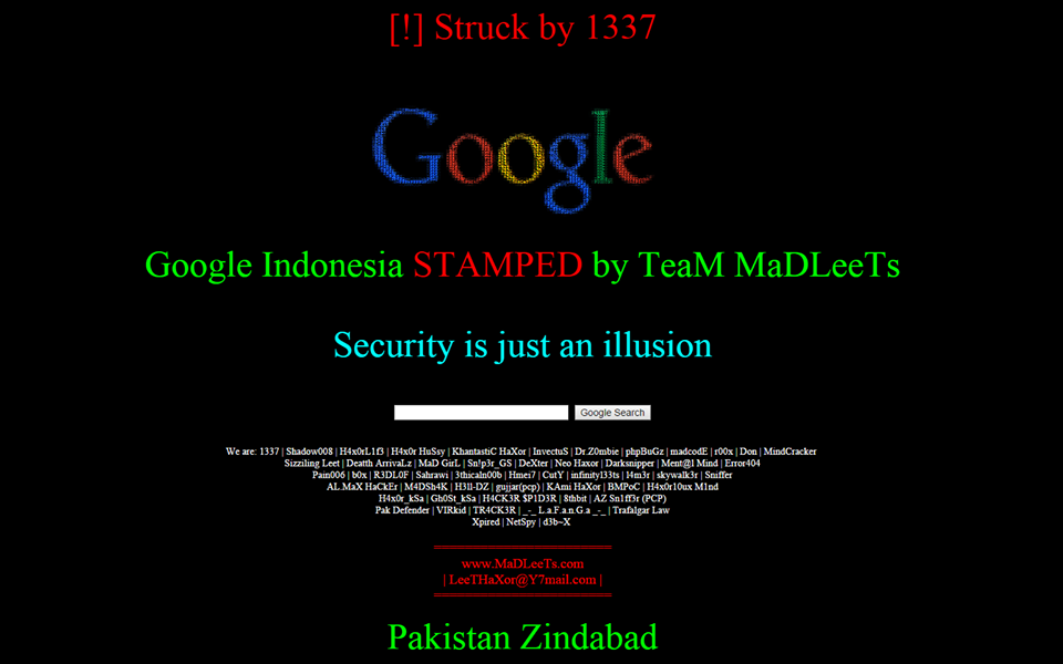 Deface by Team Madleets, Google Indonesia hacked, Google Indonesia got hacked, hacking Google domians, DNS hijacking, Google Indonesia defaced, hacked by leets, madleets hacked Google Indonesia
