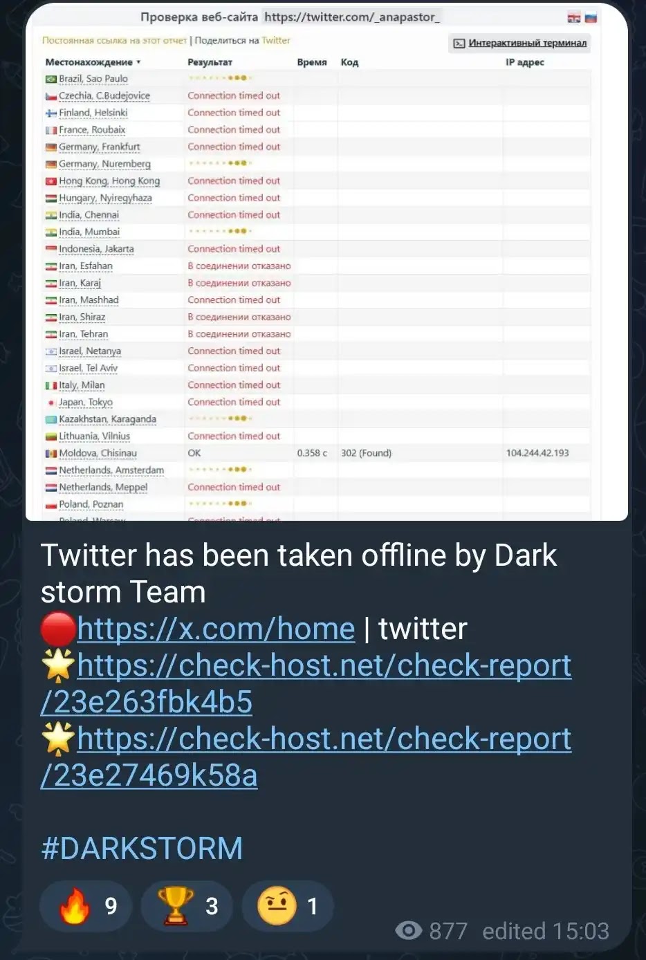 Dark Storm Team DDOS claim