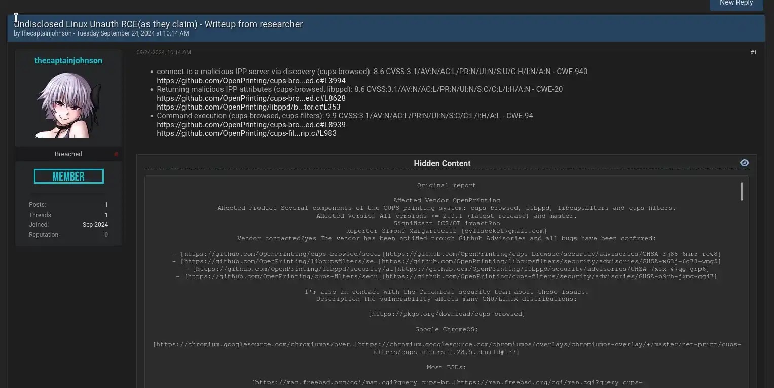 Leak details of Flaw