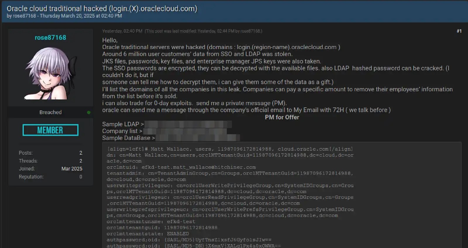 Oracle Cloud Hacked Post
