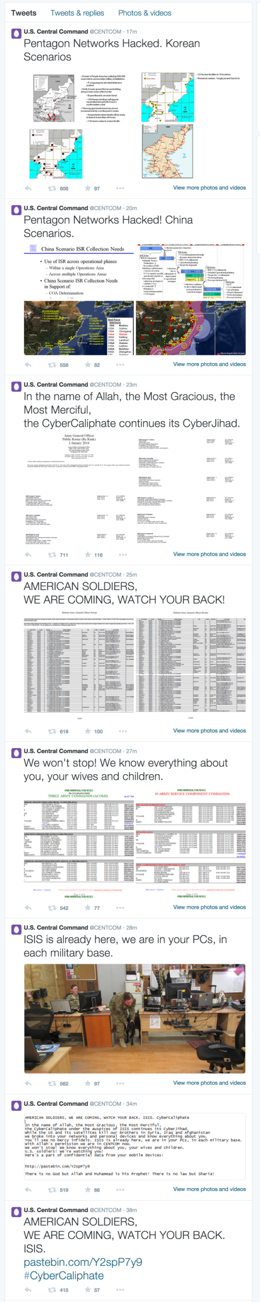 US Central Command’s Twitter and YouTube accounts hacked