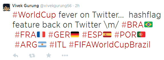Hashflag features, World cup fever, World Cup 2014, Fifa World cup 2014
